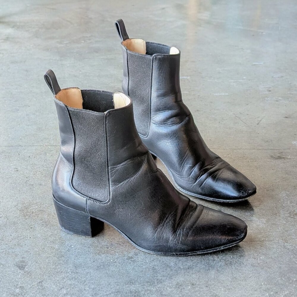 Christian Louboutin Black Leather Ankle Chelsea Boots size 36.5
